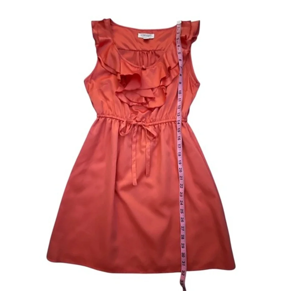 Forever‎ 21 Coral Ruffle Tie Waist Sleeveless Mini Dress with Lining Size S
